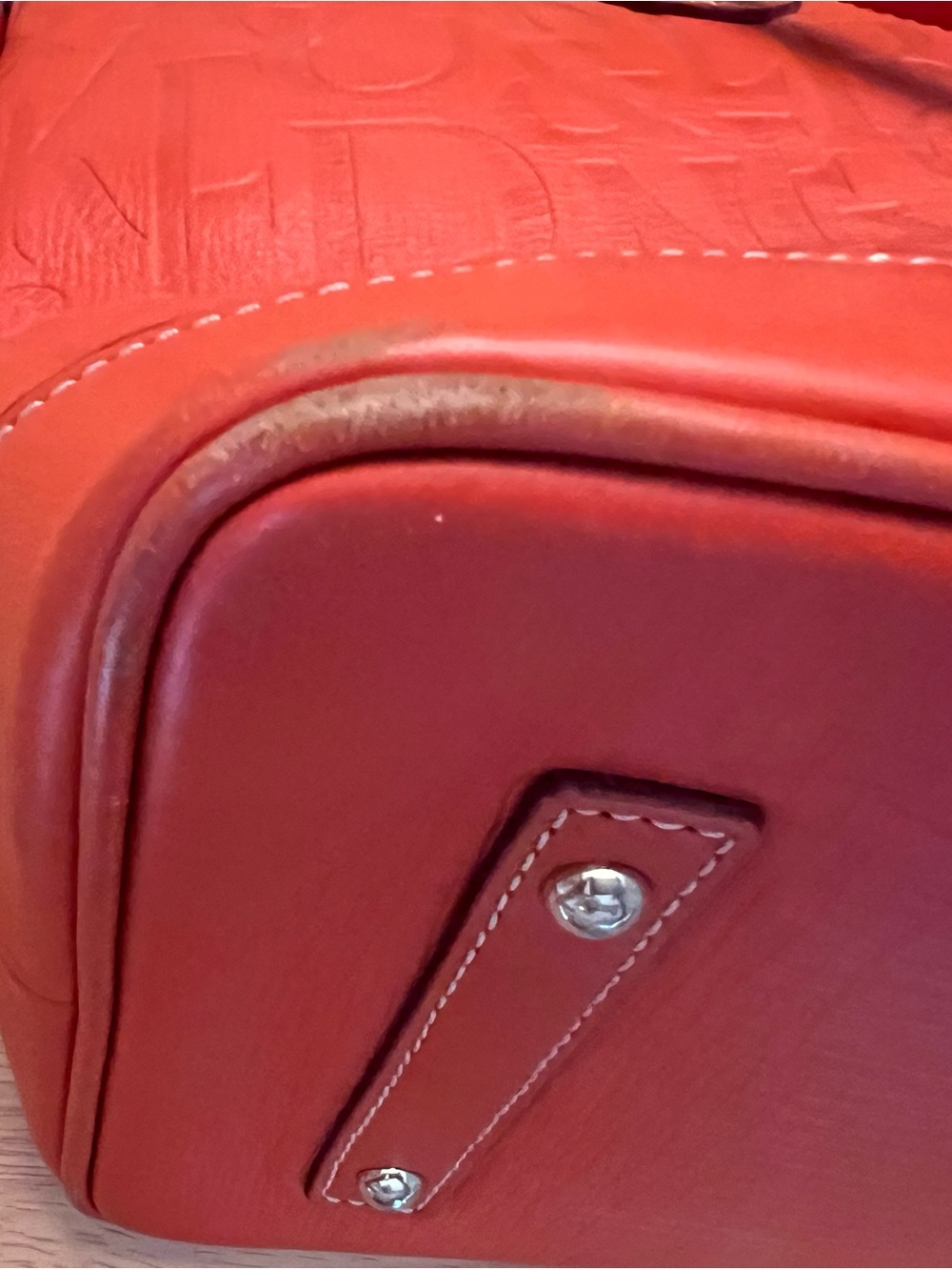 Dooney & Bourke Bright Orange Embossed Logo Satchel - Picture 12 of 15